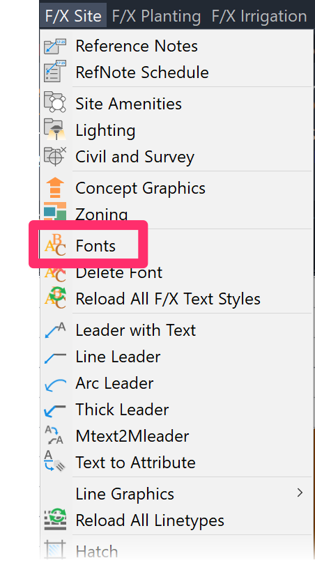 Fonts button